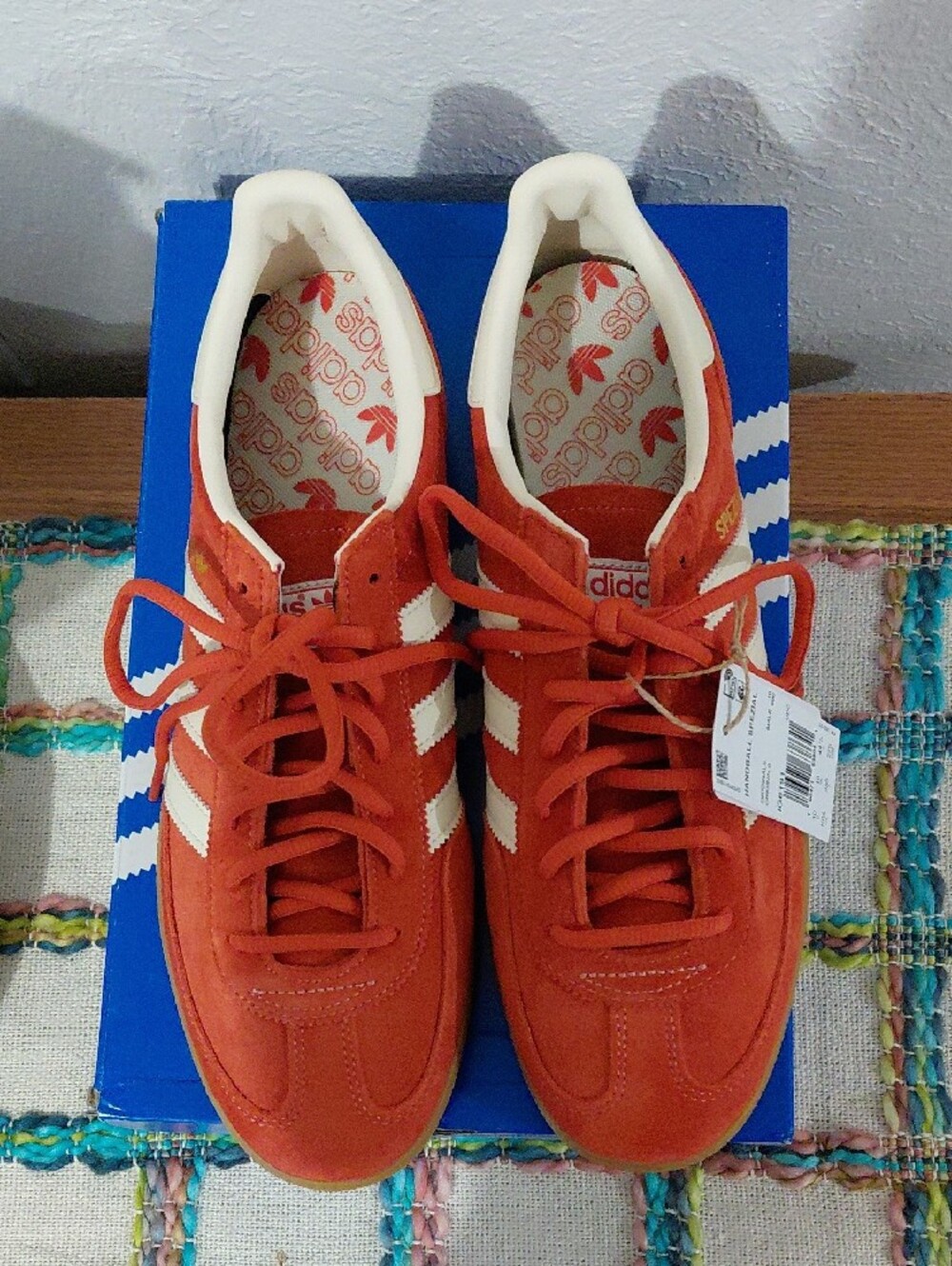 Adidas Spezial Women’s Suede Sneakers in Orange/Red with White Stripes - Picture 4 of 5